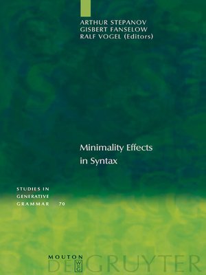 cover image of Minimality Effects in Syntax